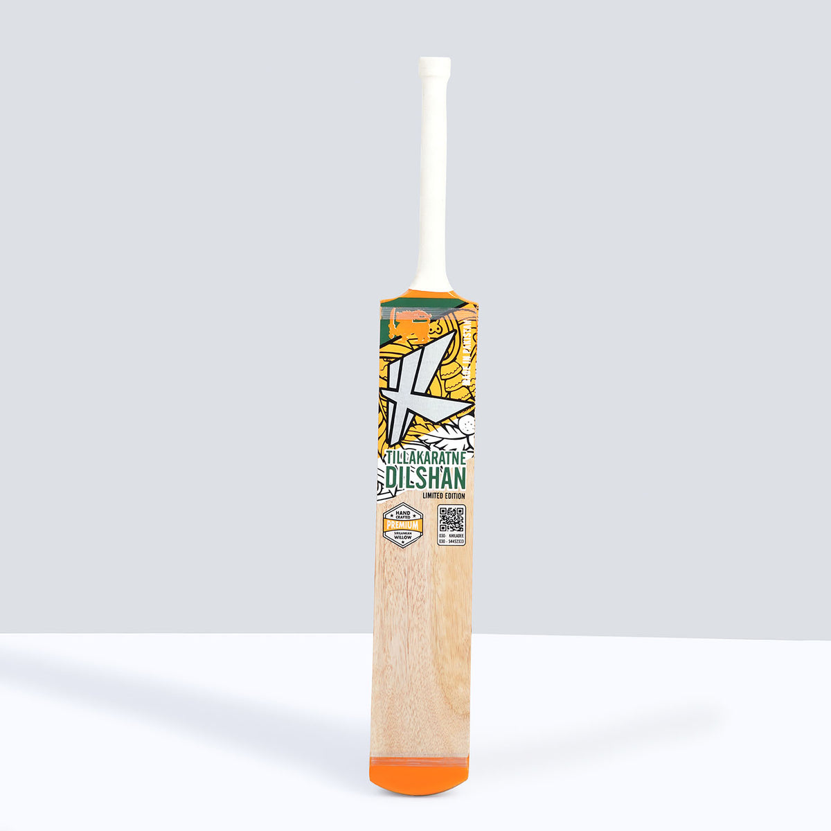 Khiladee – Tilakratne Dilshan Edition - Premium Coconut Bat (Orange and Yellow Edition)